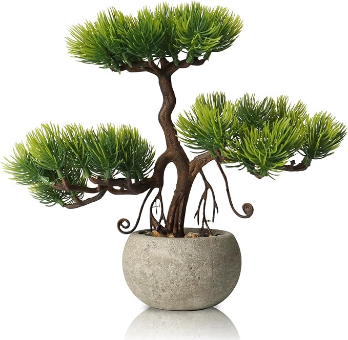 TOARTi Artificial Bonsai Tree Potted Plant with Pot, 10" Tall Small Fake Potted Faux Plant Desk Decor, Realistic Decorative Plants Indoor Shelf Decor for for Home Bedroom Bathroom Office Desk