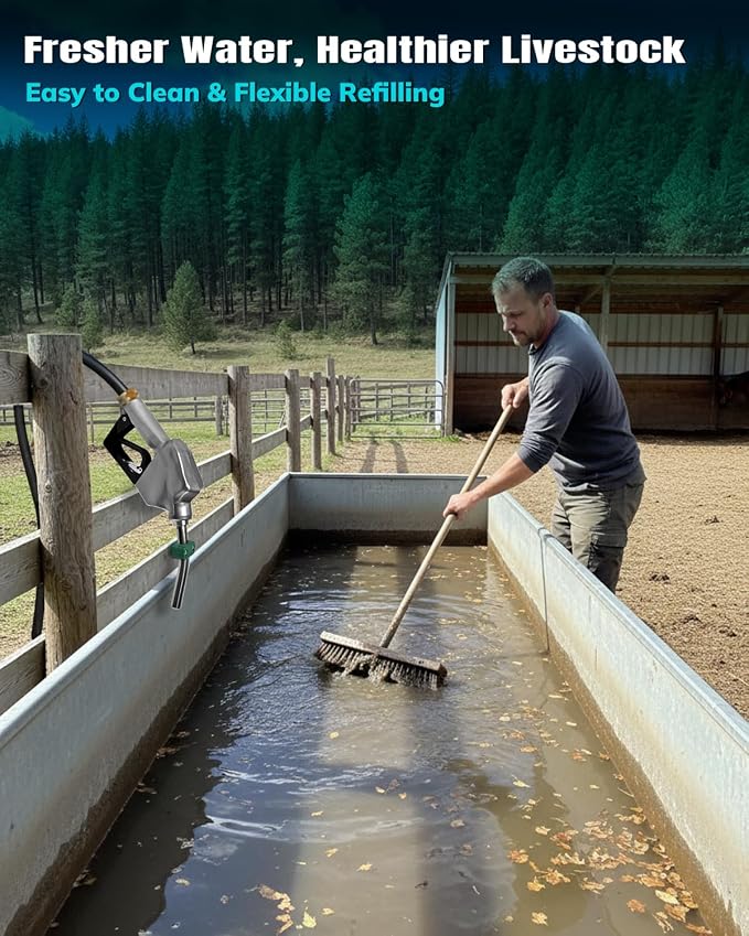 Auto Shut-Off Water Nozzle Kit for Stock Tank – Automatic Livestock Waterer Valve Prevents Overflow, Fits Horse, Cattle, Goat Farm Water Troughs with Nozzle Holder