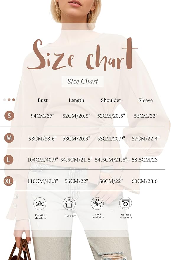 Dsewpaur Twist Knot Tie Front Sweatshirt Tops For Women Long Balloon Sleeve Crew Neck Pullover Casual Fall Outfits