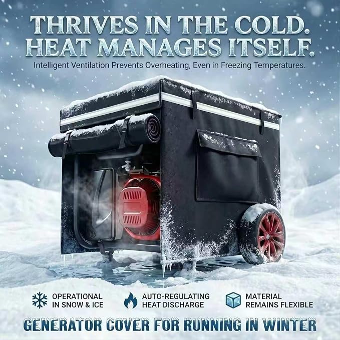 Generator Cover, Generator Covers While Running, 38 "L x 28" W x 27 "H Heavy Duty Waterproof Generator Cover for Outside, 900D+210 Double Layer Production, for 12000W+ Frame Type Generators,Black