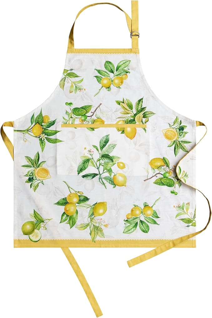 Maison d' Hermine Aprons for women with Pocket 100% Cotton (27.50"x31.50") | Adjustable Neck Strap & long ties Apron Men Chef Wedding Cooking Gardening Server Maid