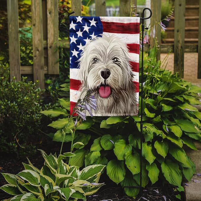 Caroline's Treasures CK6688GF Sapsali Dog American Flag Garden Flag Mailbox Flag Decorative Yard Flag Banner Outside Patio Artwork Yard Flower Beds, Garden Size, Multicolor