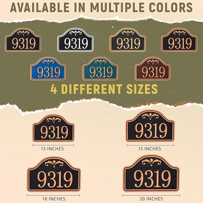 Personalized Lawn Address Plaque Sign with Stakes - House Address Signs for Outside Use for House,Apartment,Office,Yard (Black/Red Copper)