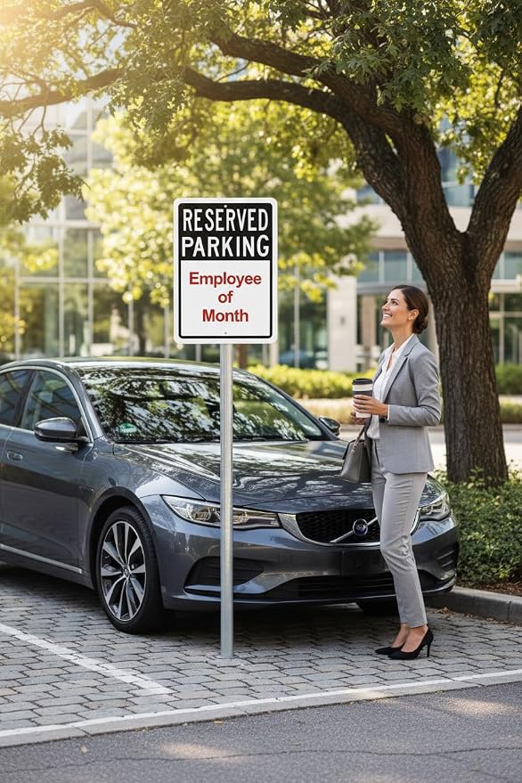 Custom Reserved Parking Sign – Personalized Vertical Aluminum Parking Sign for Business & Office – Outdoor UV Printed Metal, Rust-Free, Post Mount Holes, 18 x 12 inches