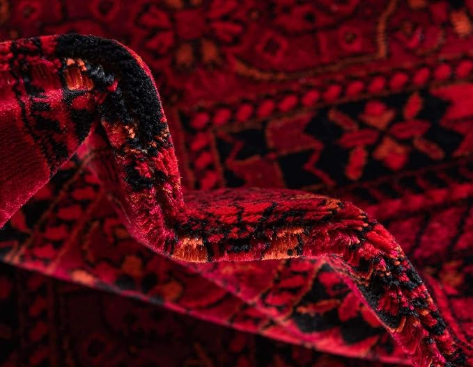 Unique Loom Tekke Collection Area Rug - Sheibani (2' 7" x 12' Runner, Red/ Black)