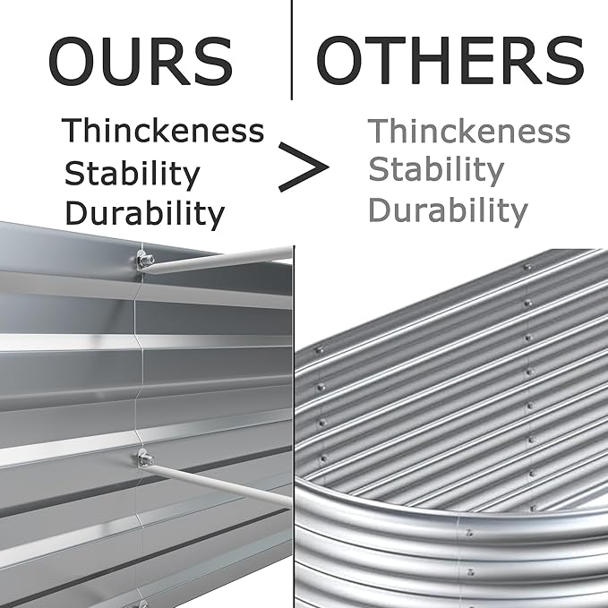 Foxlang 8x2x1ft(2 Pack) Galvanized Raised Garden Bed,Outdoor Planter Box Metal Patio Kit Planting Bed for Vegetables Flowers Herb,Silver