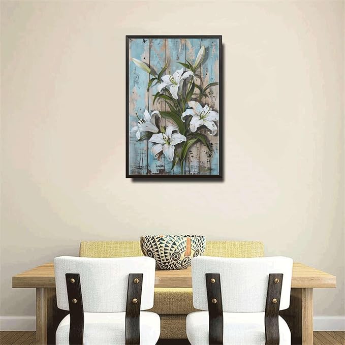 Metal Sign Tin Sign Vintage Antique Master's Lilies Tin Sign for Rustic Elegance Shabby Chic Style and Corrosion Resistant Al Bathroom Signs for Home for Pub 8×12 Inches with Metal Frame