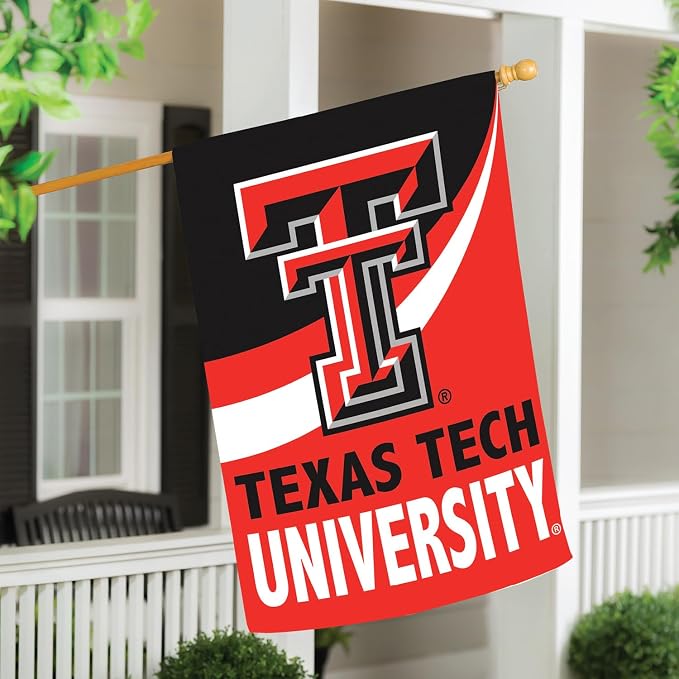 NCAA Texas Tech University House Flag, 28 x 44, Double Sided Garden Flags for Outside, Outdoor College Flags & Banners for Gardens Patio, Indoor Wall Decor Flag for Room