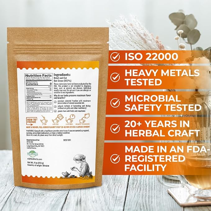 4 oz. Oatstraw Tea Oat Straw Herb Tea (Avena Sativa L.) - 113g Oat Straw Herb Hierba De Paja De Avena