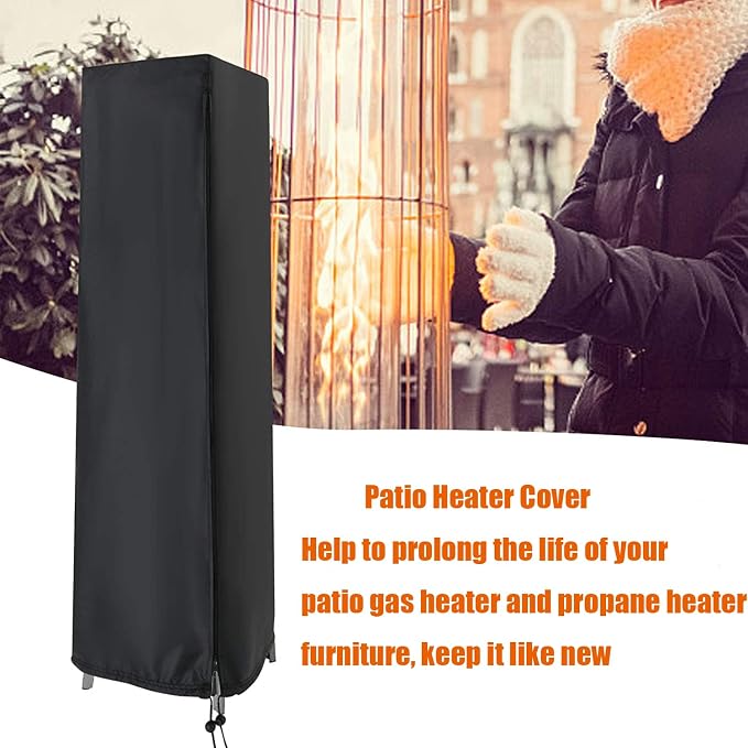 Patio Heater Cover- 87" H x 21" W x 24" D | Waterproof Outdoor Propane Heater Covers for Pyramid Heater with Zipper, Black