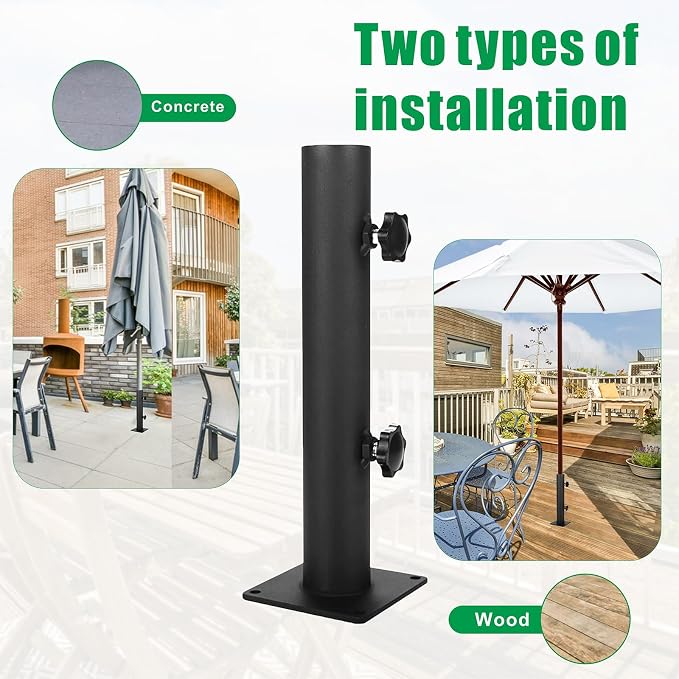 Patio Umbrella Base Heavy Duty Steel Outdoor Umbrella Base, Universal Umbrella Mount Clamp for Decks, Patios, Docks, Pontoons, Picnic Tables (1)