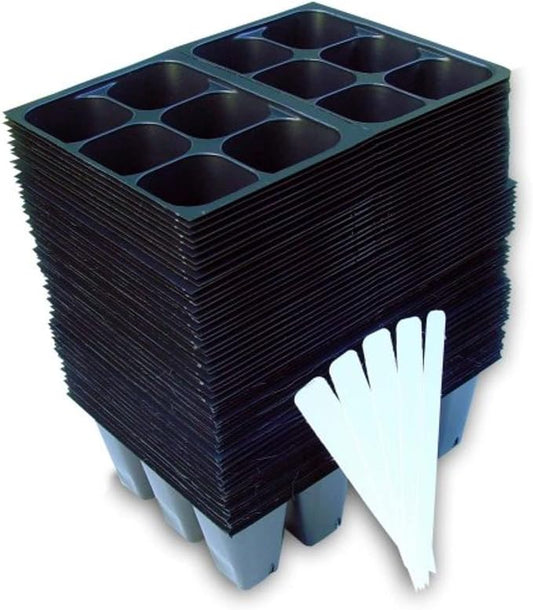 Seedling Starter Trays, 720 Cells: (120 Trays; 6-cells Per Tray), Plus 5 Plant Labels