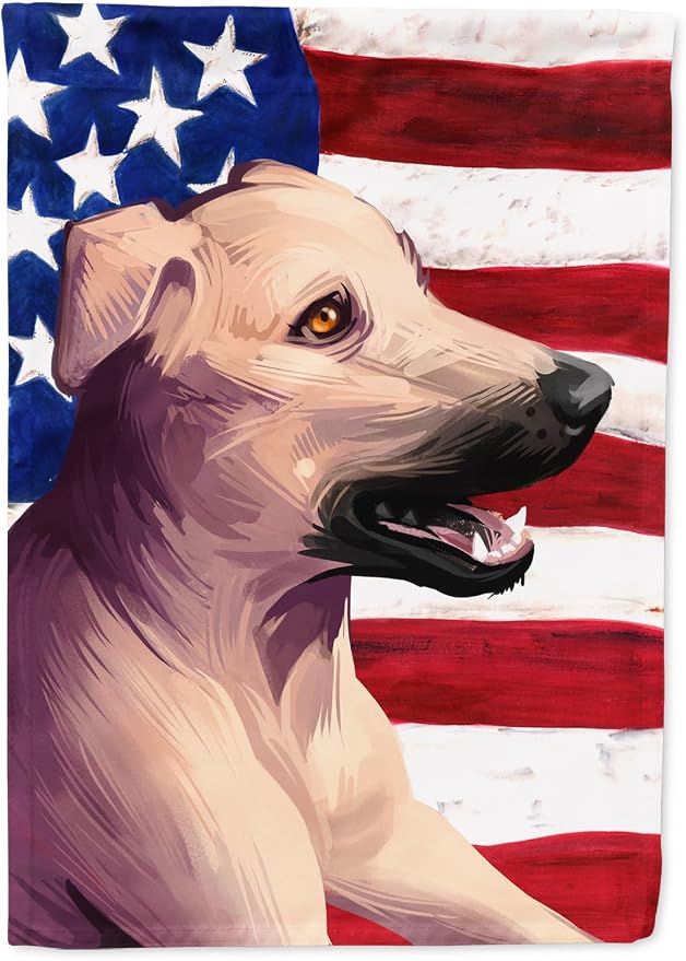 Caroline's Treasures CK6494GF Combai Dog American Flag Garden Flag Mailbox Flag Decorative Yard Flag Banner Outside Patio Artwork Yard Flower Beds, Garden Size, Multicolor