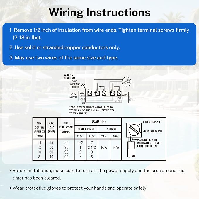 T104 24-Hour Mechanical Time Switch 40A DPST, for Pool Pumps, Water Heaters & Lighting, Metal Enclosure, Indoor Use Only