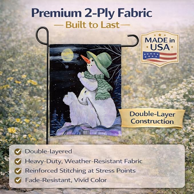 Caroline's Treasures SS8797GF Snowman with Westie Garden Flag Mailbox Flag Decorative Yard Flag Banner Outside Patio Artwork Yard Flower Beds, Garden Size, Multicolor