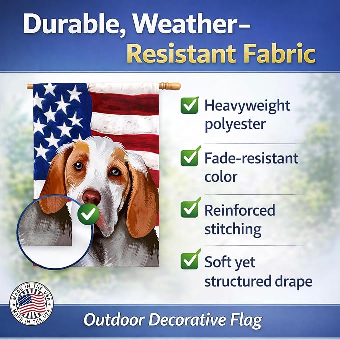 Caroline's Treasures CK6406CHF Ariege Pointer Dog American Flag House Flag Large Porch Sleeve Pole Decorative Outside Yard Banner Artwork Wall Hanging, Polyester, House Size, Multicolor