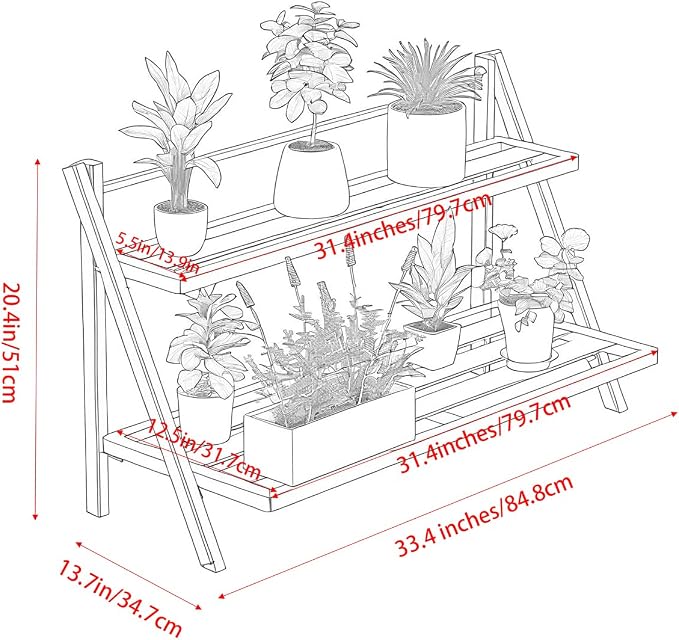 2-Tier Aluminum Plant Stand Indoor &Outdoor Rustproof Waterproof | Weather-Resistant Flower Pot Rack, Stylish & Lightweight Plant Stands for Garden, Balcony & Living Room