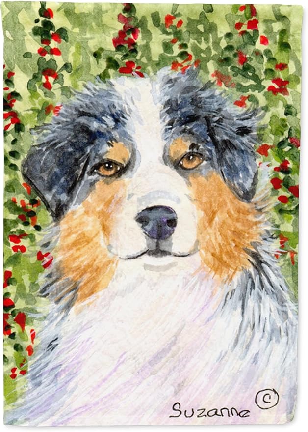 Caroline's Treasures SS8848GF Australian Shepherd Garden Flag Mailbox Flag Decorative Yard Flag Banner Outside Patio Artwork Yard Flower Beds, Garden Size, Multicolor