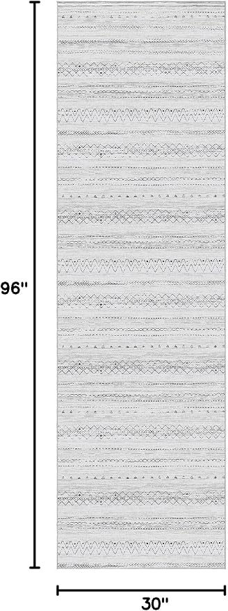 cotiled Hallway 2.6x8 Runner Rugs Washable Boho Rug Grey | Stain Resistan Indoor Carpet for Entryway Kitchen Laundry Room Bedroom