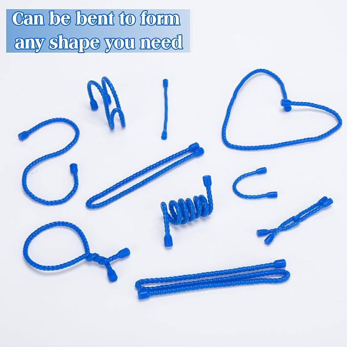 8PCS 12-Inch Silicone Cable Ties, Bendable Rubber Twist Ties, Reusable Twist Ties for Cords, gear ties for Organizing, Bundling (Blue)