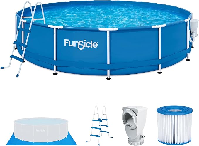 Funsicle Activity 15' x 36" Above Ground Swimming Pool Set with Pump | Round Pool Includes SkimmerPlus 2-in-1 Filter Pump - Easy Setup for Backyard Fun