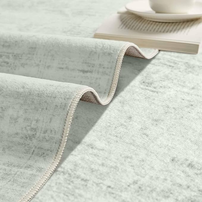 Latte&Fog 8x10 Area Rugs for Living Room Washeble Large Green Rugs Non Slip | for Bedroom Dining Kitchen Kids Playroom Nursery Classroom Dorm Farmhouse Office, Non Slip Low Pile Soft Floral Carpet Indoor