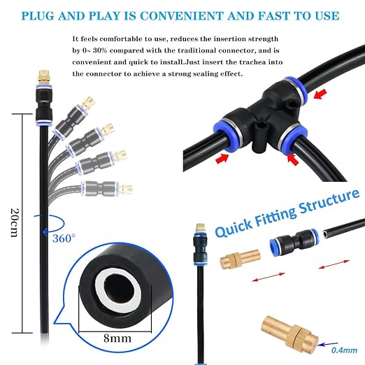 Update Drip Irrigation Kit, 82FT Automatic Watering System with 20 Replaceable 360° Bendable Sprayers, Atomizing Copper Nozzles for Garden, Plant, Lawn, Patio and Yard.(20)