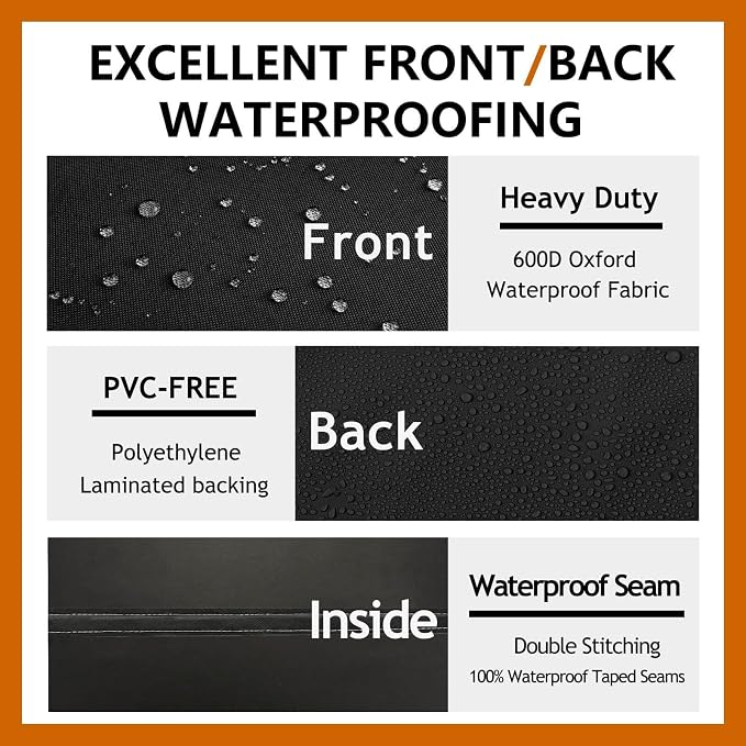 Heavy Duty Outdoor Sectional Sofa Cover, Waterproof 600D Patio Sectional Couch Covers, Lawn Patio Furniture Cover (Midnight Black, 130"x100"(L-Shaped-Right Facing))