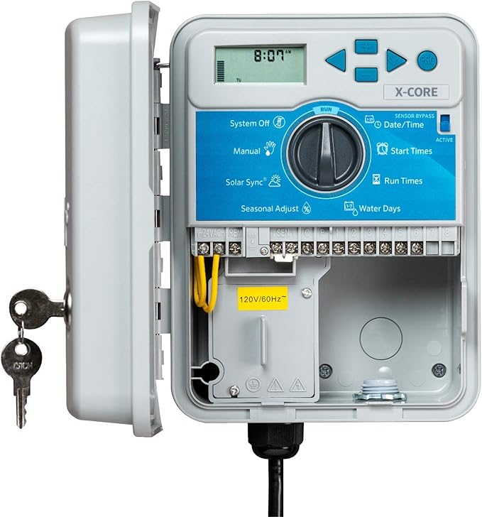 Hunter XC600 X-Core 6 Station Outdoor Sprinkler Controller, Easy Install Irrigation Timer for Lawn and Garden, Weatherproof, 3 Programs, 4 Start Times