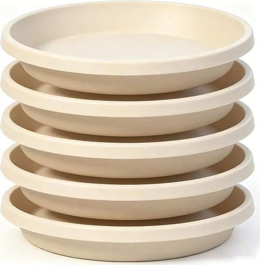 NIMYAU Plant Saucer 12 Inch Round 5 Pack Heavy Duty Plant Saucers Plastic Reusable Drip Trays for Flower Pots