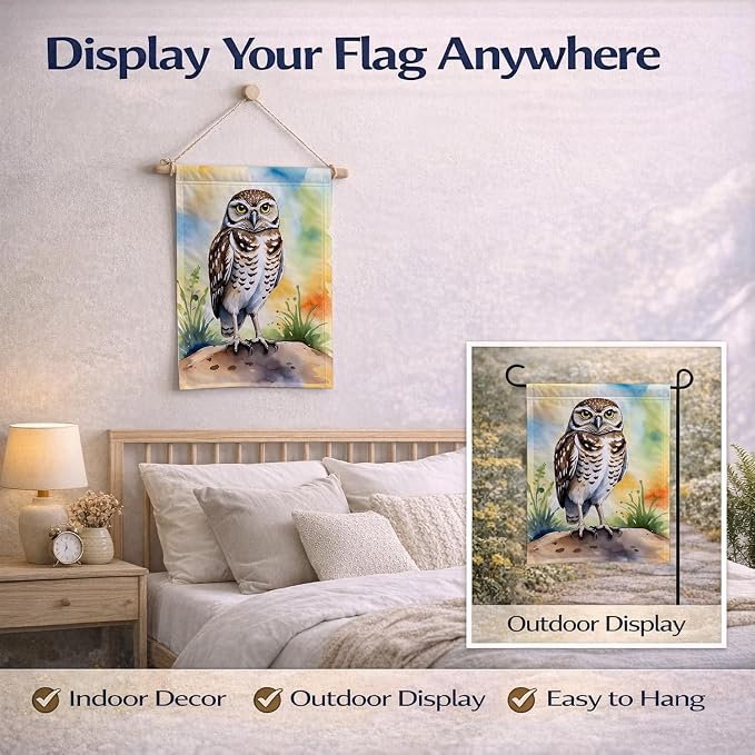 Caroline's Treasures Burrowing Owl Garden Flag Mailbox Flag Decorative Yard Flag Banner Outside Patio Artwork Yard Flower Beds, Garden Size, Multicolor