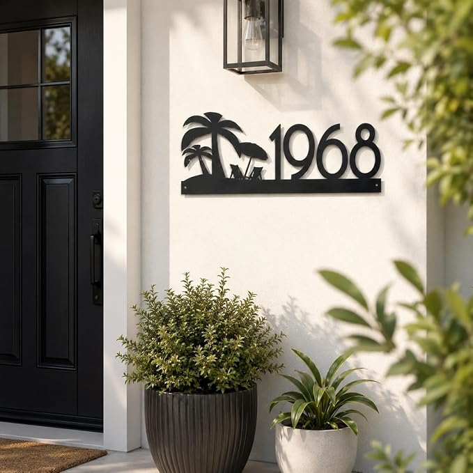 Address Sign for House, Personalized Metal House Number Plaque, Modern Outdoor Address Numbers for Front Door, Porch Wall, New Home Gift