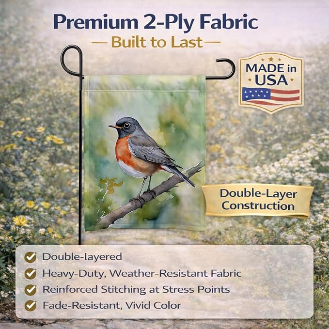 Caroline's Treasures Connecticut American Robin Garden Flag Mailbox Flag Decorative Yard Flag Banner Outside Patio Artwork Yard Flower Beds, Garden Size, Multicolor