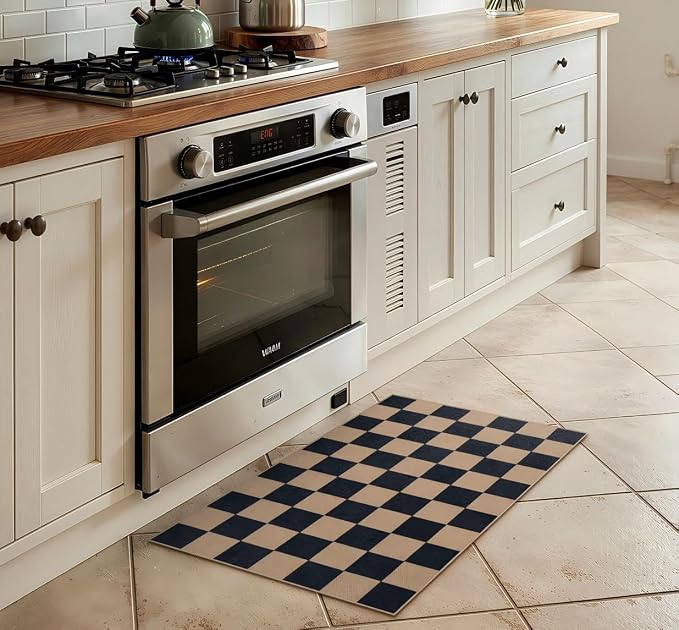 Lahome Colette Checkered Easy Jute 2x3 Rug, Small Entryway Rug Non Slip Kitchen Front Door Mat, Farmhouse Neutral Area Rug Non Shedding Low Pile Floor Carpet for Foyer Porch Doorway