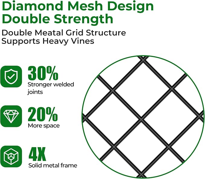 Amagabeli Garden Home 4 Pack Trellis for Climbing Plants Outdoor 72”x21” Heavy Duty Rustproof Wall Metal Decoration Large Trellis for Potted Plants Support Trellis for Roses Vegetable Black