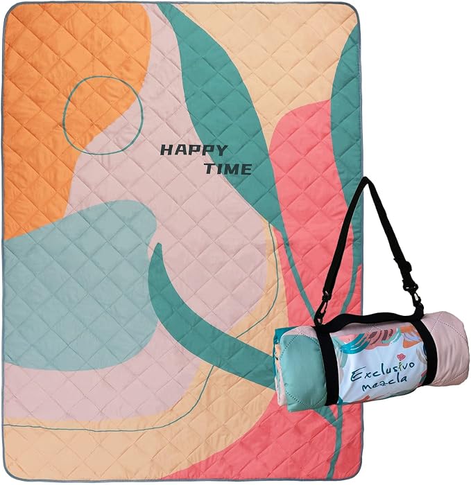 Exclusivo Mezcla Extra Large Waterproof Picnic Blankets 3 Layer, Sandproof and Foldable Outdoor Blanket for Beach Camping, Park and Travel