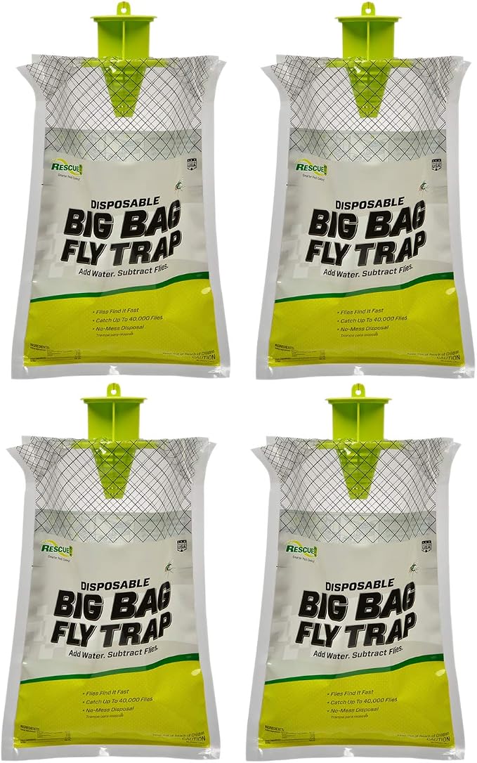 RESCUE! Big Bag Fly Trap – Disposable, Outdoor Use - 4 Traps