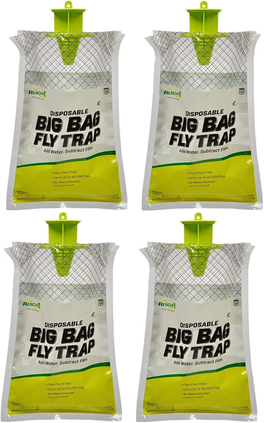 RESCUE! Big Bag Fly Trap – Disposable, Outdoor Use - 4 Traps