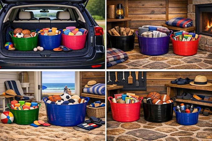 Red Gorilla Small Flexible Plastic Tub, Toy Storage, Laundry, Gardening & More, 14 Liter/3.7 Gallons, Black