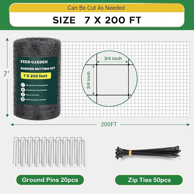 FEED GARDEN Deer Fence Netting&Plant Support Bundle