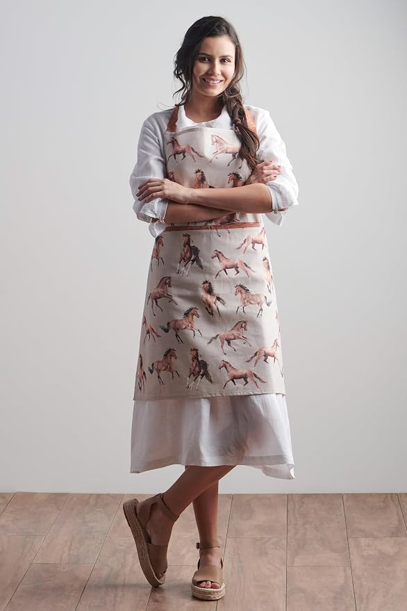 Maison d' Hermine Aprons for women with Pocket 100% Cotton (27.50"x31.50") | Adjustable Neck Strap & long ties Apron Men Chef Wedding Cooking Gardening Server Maid