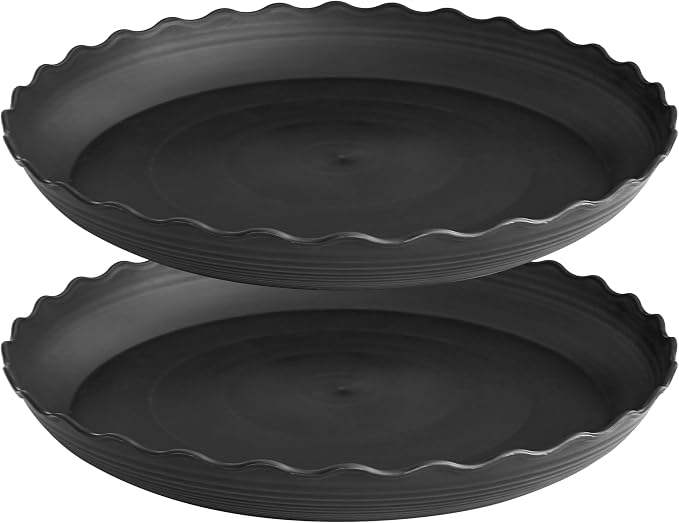 2 Pack of 18 inch Plant Saucer Plant Tray, Plastic Plant Saucer, Heavy Duty Plant Tray for Pots, Plant Saucers for Indoors Planter, Garden Water Plate Bowls for Gallon Grow Bags (Black)