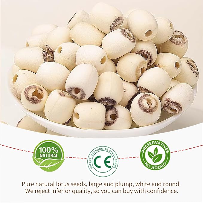 Baihuatang Natural Lotus Seeds for Tea Porridge Natural Dried White Lotus Seeds (Lian Zi) - 300g Herbal Tea & Cooking Ingredient, Perfect for Porridge, Soup, and Traditional Recipes 莲子 百合银耳莲子羹原料