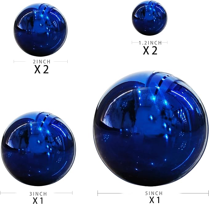 Gazing Ball Stainless Steel Gazing Globe Mirror Reflective Garden Sphere Floating Pond Balls Gazing Ball Shiny Home Outdoor Ornament (Blue, 6Pack)