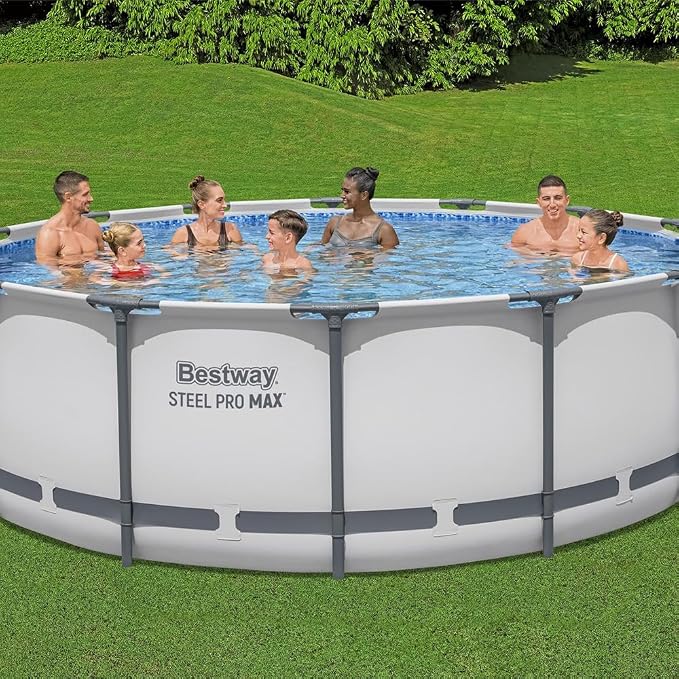 Bestway 2 Pack Steel Pro MAX Above Ground Pool Set, 14 Foot x 48 Inch Round Metal Frame, Outdoor Swimming Pool with 1,000 Filter Pump, Ladder, Cover