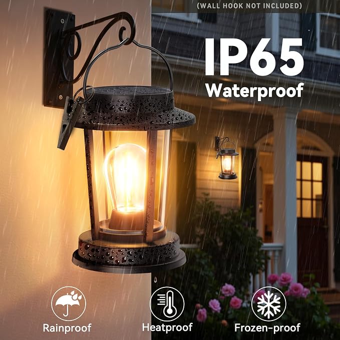 Solar Lanterns Outdoor Waterproof 2 Pack , Upgraded Solar Lights Outdoor, Bright Solar Powered Lanterns Decorative, Hanging Solar Lights for Outside Patio Garden Yard Path Porch Tree Decor