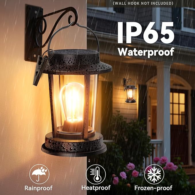 Solar Lanterns Outdoor Waterproof 2 Pack , Upgraded Solar Lights Outdoor, Bright Solar Powered Lanterns Decorative, Hanging Solar Lantern for Patio Garden Yard Path Porch Tree Decor