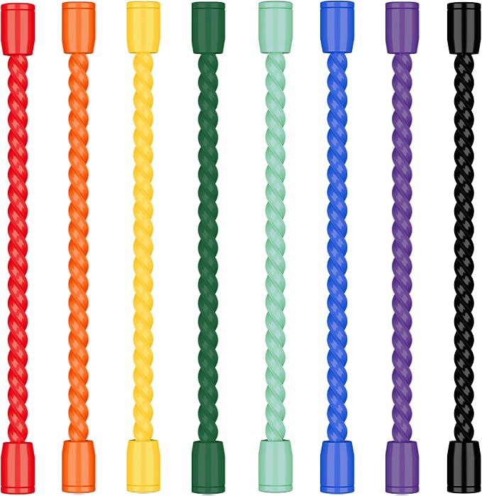 8PCS 4-Inch Silicone Cable Ties, Bendable Rubber Twist Ties, Reusable Twist Ties for Cords, gear ties for Organizing, Bundling (Multicolor)