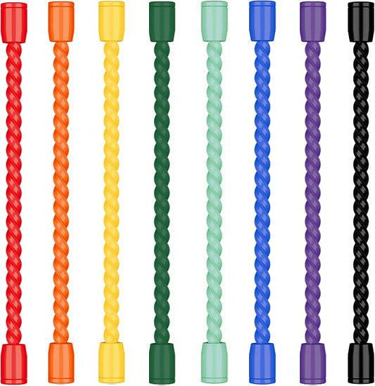 8PCS 4-Inch Silicone Cable Ties, Bendable Rubber Twist Ties, Reusable Twist Ties for Cords, gear ties for Organizing, Bundling (Multicolor)
