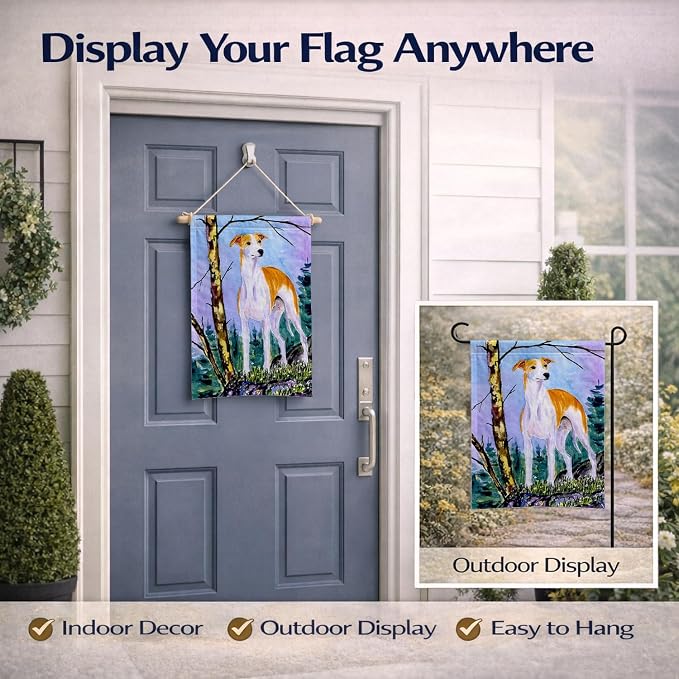 Caroline's Treasures SS8662GF Whippet Garden Flag Mailbox Flag Decorative Yard Flag Banner Outside Patio Artwork Yard Flower Beds, Garden Size, Multicolor